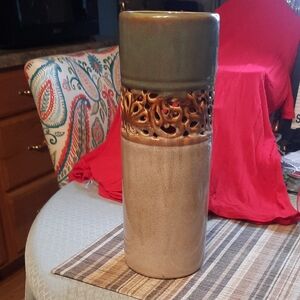 Expressions Olive and Tan Artistic Vase